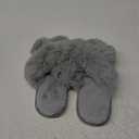 Metog Women's Fuzzy Cross Band Indoor/Outdoor Soft Open Toe Slippers (9-10, Grey)