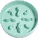 Ceramic Slow Feeder Dog Bowls Small Breed, 0.5 Cups Dog Food Dish for Fast Eaters, Puzzle Bowl for Small Dogs and Cats, 5.5 Inch-Turquoise