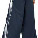 ZAFUL Womens Parachute Pants Y2K Wide Leg Cargo Sweatpants Drawstring Waist Jogger Pants with Pockets (Medium, 1-navy Blue)