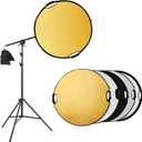Selens Photography Reflector Holder Stand Kit, 32in / 80cm 5-in-1 Collapsible Light Reflectors with Swivel Boom Arm Stand and Sandbag for Photo Video Studio Lighting