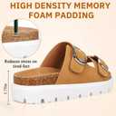 Platform Sandals for Women Wedge Chunky Sandal Womens Leather Sandals with Adjustable Buckle Straps and Memory Foam Insole (7, Brown)