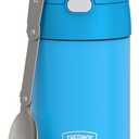 THERMOS FUNTAINER Insulated Food Jar, 16 Ounce, Kid Friendly Food Jar with Foldable Spoon, Denim Blue