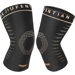 JIUFENTIAN Copper Knee Sleeve,Copper Knee Braces for Women and Men Arthritis,ACL, Tendinitis, Meniscus Tear, Joint Pain Relief, Running, Working Out, Fitness, Weightlifting (Medium) (Black)