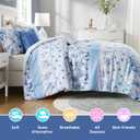 Intelligent Design Vintage Floral Striped Blue Queen Comforter Set, 5pc | Bedding Full Size, Girls Bedroom, Lightweight, All-Season, Down Alternative, Machine Washable, Easy Care, Cozy