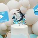 Mosasaurus Dinosaur Acrylic Cake Topper with Happy Birthday Sign Cool Dinosaur Cake Decoration for Mosasaurus Dinosaur Theme Birthday Party Supplies