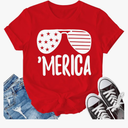 4th of July Shirt for Children American Flag T-Shirt USA Sunglass Patriotic Tee Tops, Size 80