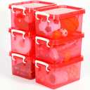 6 Pack 4 Quart Colorful Plastic Storage Bins with Lids Stackable Storage Bins with Latching Lids Handle Clear Colored Storage Organizer Bins for Toy Classroom Home Office Pantry Containers, Red)