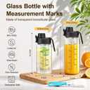 2 x Neodaco 20 oz Sports Water Bottle with Handle, Borosilicate Glass