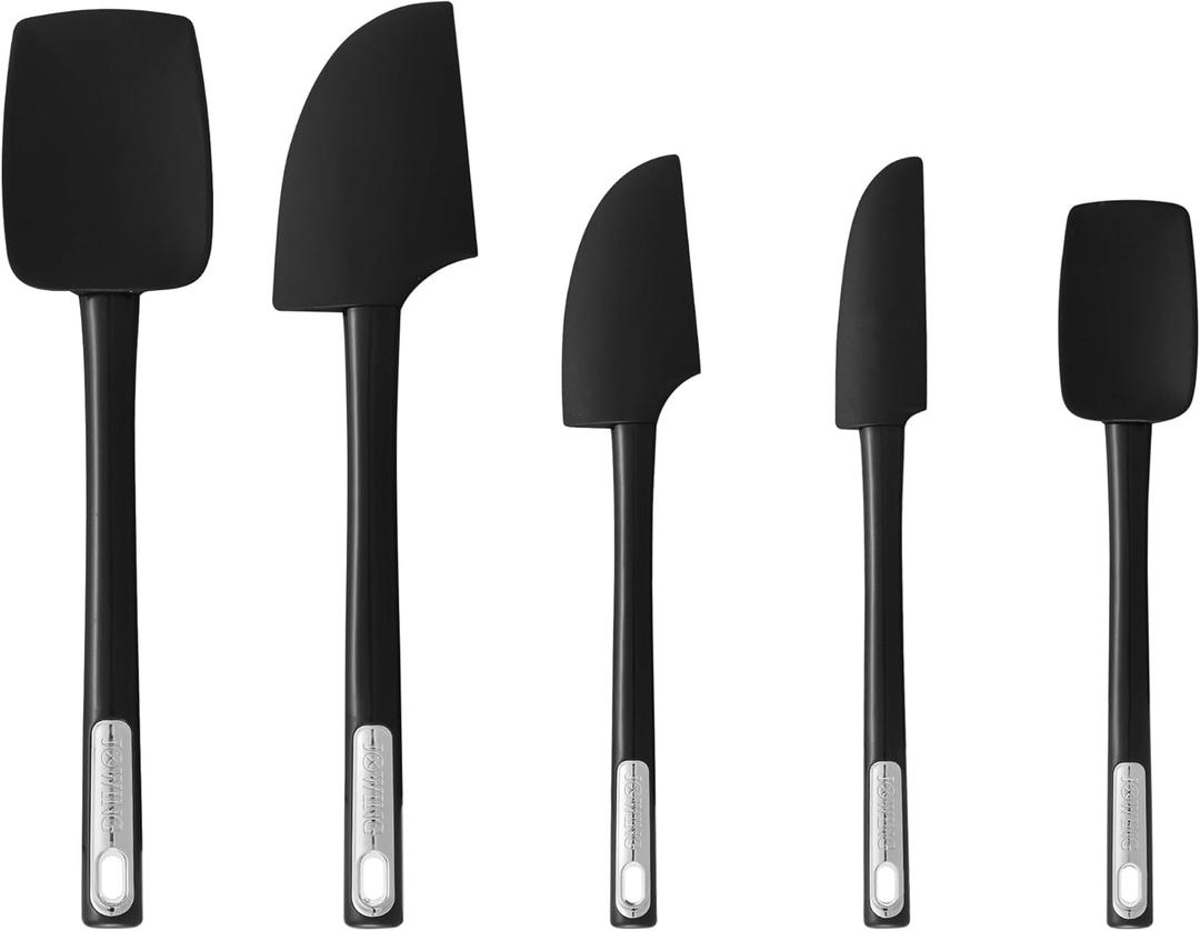 2 x Premium Silicone Spatula Set, JXWING Flexible Heat Resistant Non-slip Handle Baking Cooking Rubber Spatulas, Black