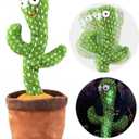 Dancing Cactus Talking Toy,Wriggle Singing Mimicking Cactus,Repeat What You Say,Sing,Dance,Recording,LED(120 Songs)