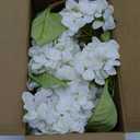 mizii 4Pcs White Artificial Hydrangea Flowers Large Fake Silk Hydrangea Flower with Leaves Stems Realistic Faux Hydrangeas Decorations for Wedding Table Centerpieces Vase Home Decor (White)
