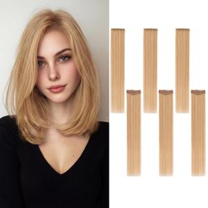 6PCS Clip in Hair Extensions Real Human Hair Short Clip in Extensions for Women Short Straight Hairpieces to Add Volume and Highlights 10 Inch Dark Blonde