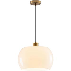 Globe Pendant Lighting Glass Pendant Light Kitchen Island 1-Light Milk White Glass Hanging Light Adjustable Gold Mid Century Pendant Lamp for Farmhouse Dining Room Bedroom