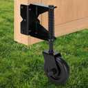 Heavy Duty Gate Wheel, Gate Casters for Outdoor Wooden Gates or Fence Gates, Spring Loaded Gate Wheel Caster for Uneven Floors, Gate Wheels with 360 Swivel, Right, Black