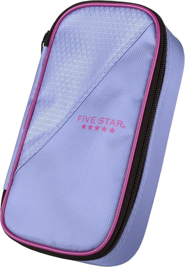 Five Star Pencil Pouch, Pen Case, High-Capacity Zipper Pouch, Storage Organizer for School Supplies Earbuds Chargers Cables Makeup, Lilac/Berry