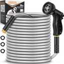 Garden Hose Metal 50FT, Stainless Steel Heavy Duty Water Hose With 10 Function Nozzle, No-Kink, Tough & Flexible, Sturdy and Lightweight, Rust Proof hose for Yard, Outdoor, RV