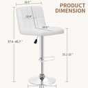 BestOffice Bar Stools Set of 2, Adjustable PU Leather Swivel Barstools, Modern Counter Stools with Back and Footrest, Counter Height Barstools for Bar, Kitchen and Dining Room, 27''d X 24''w X 25''h