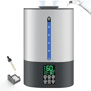 6L Humidifiers for Bedroom Large Room Home,Cool and Warm Humidifier for Baby and Plants Mist Top Fill Desk Humidifiers Essential Oil Diffuser, Quiet with Adjustable Mist,360°NozzleGrey