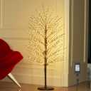 Hairui Lighted Brown Tree with 576L Warm White Fairy Lights 4FT, Twig Tree with Lights for Indoor Outdoor Home Christmas Winter Holidays Party Decoration