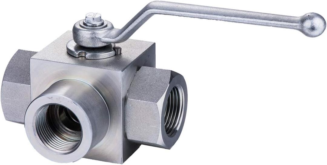 Taixin High Pressure 3 Way Ball Valve 1/2 inch NPT Female Hydraulic Ball Valve L-Bore KHB3K Type Hydraulic Valve