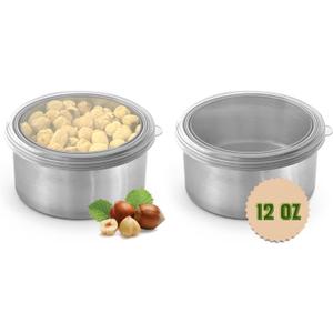 TAVVA 2 X 12oz Stainless Steel Containers with Lids - Leakproof w/Silicone Lids - BPA Free - Dishwasher & Freezer Safe - Portable & Reusable - Stainless Steel Storage Food Snack Containers