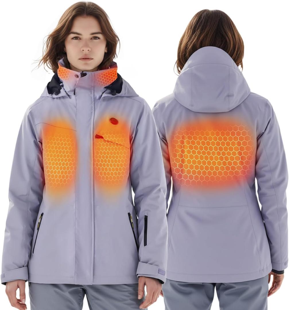 InoKraft Heated Jacket for Women with Rechargeable Battery Pack, Water-Resistant Slim Heated Coat(Included USB-C Cable) (Medium, Purple)