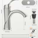 Bathroom Sink Faucet Brushed Nickel Single Handle One Hole Vanity Satin Sink with Pop Up Drain Assembly Bath with Overflow Stream Basin Mixer Tap Lavatory Commercial Supply Line