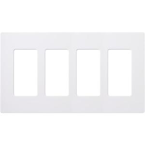 Lutron Claro Light Switch Cover Plate, 4 Gang Wallplate, for Decorator Light Switches, Rocker Light Switch Cover, Outlet Cover, Screwless Switch Plate Cover, Gloss, CW-4-WH, White (1 Pack)
