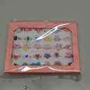 PinkSheep Little Girl Jewel Rings in Box, Adjustable, No duplication, Girl Pretend Play and Dress Up Rings (30 Jewel Ring)
