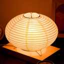 Retisee Desk Paper Lantern Lamp 10" x 6" Modern Table Rice Paper Lamps with 3 Color Japanese Style Gifts Oval Bedside Night Lantern Decoration for Bedroom Nightstand Living Room Office
