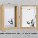 MUYE 5x7 Floating Frame Set of 2,Double Glass Rustic Photo Frame for Wall Hanging or Tabletop Standing,Also Display 4x6 or 3x5 Photo for Floating Effect,Natural