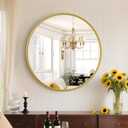 NEWBULIG Round Bathroom Mirror for Over Sink, 20 Inch Wall Mount Vanity Circle Mirror with Matte Metal Framed, Decor for Bathroom, Entryway, Bedroom, Gold