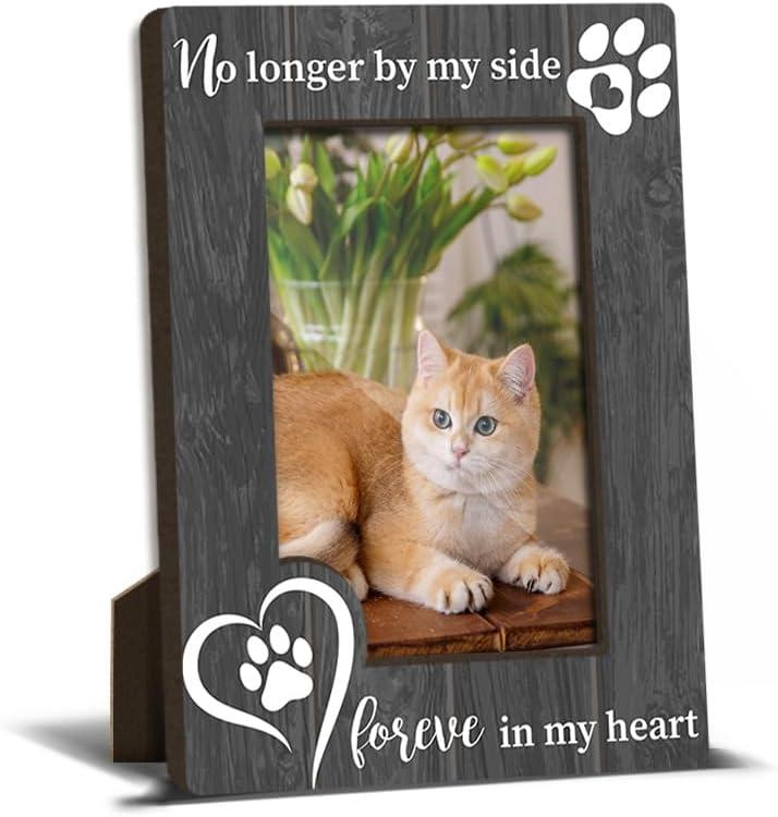 Cat Memorial Photo Frames Dog and Cat Loss Remembrance Gift Sympathy Keepsake for Pet Lovers Condolence Present for Pet Owner No Longer by my Side Forever in my Heart Picture Frames 4x6 Photo - YY004