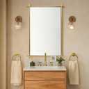 ANDY STAR 22x30'' Brushed Gold Bathroom Mirror for Wall,Cross-Corner Mirror