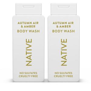 Native Body Wash with Naturally Derived Ingredients Autumn Air & Amber Sulfate & Paraben Free For Women & Men SkinLoving Cleanser 18 oz (2Pack)