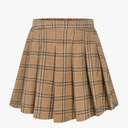 RITERA Plus Size Basic Versatile Stretchy Elastic Waist Flared Casual Mini Skater Skirt/Pleated Plaid Skirt for Women, Khaki, 30