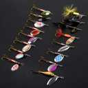 Spinnerbaits Fishing Lures Kit, 16pcs Inline Spinner Baits Kit with Bag for Bass Trout Salmon Walleye Rooster Feather Tail Spoon Lures Hard Metal Spinnerbait Fishing Tackle