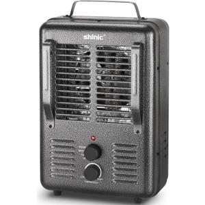 Shinic Space Heater,1500W Milkhouse Heater with Thermostat, Stay Cool Durable Metal Housing, Overheat protection, 3Prong Plug, TipOver Auto Shut Off, Utility Heater for Garage, Bedroom, Greenhouse