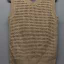 PRETTYGARDEN Summer Crochet Tank Tops for Women 2025 Casual Crewneck Hollow Out Loose Knit Sleeveless Sweater Vest Top Trendy, Size S