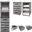 2-in-1 Durable 6-Tier Hanging Closet Organizer with 4 Removable Drawers,2 Separable 3-Tier Thickened Fabric Hanging Shelf Clothes Storage Organization Space-saving for Bedroom,Dorm,Guestroom,RV,Travel, 43.3" L X 12.2" W X 12.2" H / 110cm X 31cm X 31cm