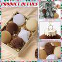 Syhood 40 Pcs Velvet Christmas Ornaments Set 3.15'' Flocked Christmas Tree Ball Ornaments Bulk Shatterproof Plastic Assorted Xmas Tree Decorations Cream Velvet Ball for Holiday Decor(Beige)