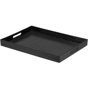 Home Basics Attractive & Elegant with Handles Serving Tray, 18" x 13" x 2" (Black)