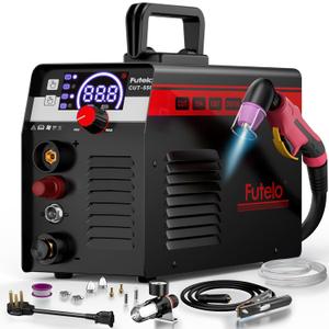 Plasma Cutter 55A, Non-Touch Pilot Arc Plasma Cutter Machine, 110V/220V Dual Voltage, Large LED Display, IGBT Inverter, 1/2 Clean Cut, Portable Plasma Cutting Equipment