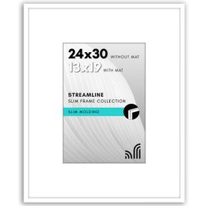 Americanflat 24x30 Poster Frame - Matted to 13x19 - Slim Molding - White, 24x30 with 13x19 Mat