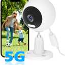 5G Security Camera Indoor/Outdoor, Baby Monitors Camera, Nanny/Pet/Dog Cameras with Phone App,IP66 Waterproof, Color Night Vision, White Light, Bell Siren, 24/7 SD Recordings -1 Pack