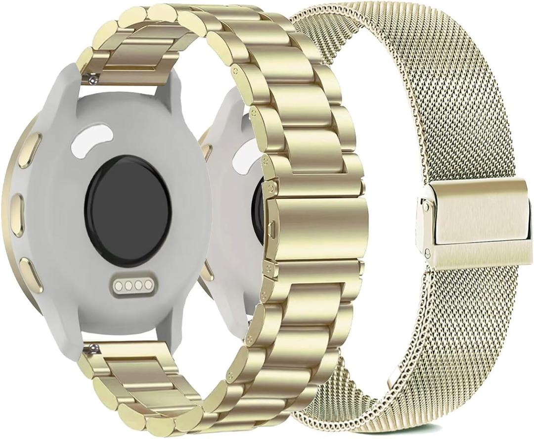 ViCRiOR 18mm Watch Bands Compatible with Garmin Venu 3S/Venu 4 41mm/ Vivoactive 4S /Venu 2s / Vivomove 3S, Solid Stainless Steel Watchband+ Mesh Strap Bracelet for Garmin Forerunner 255s/265S