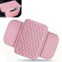 Car Center Console Cover, Waterproof Leather Car Armrest Cover Cushion with Side Storage Pockets, Upgraded Vehicle Armrest Storage Box, Universal for SUV, Sedan, Truck (Pink)