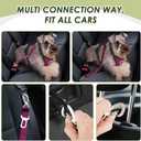 Lukovee Dog Car Harness Seat Belt, Adjustable Mesh Breathable Vest with Elastic Bungee Tether, Soft Padded 2-in-1 Safety Car Harness Seatbelt for Small Medium Large Dogs (Rose,XXS)