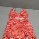 Blooming Jelly Women's High Waisted Bikini Sets Tummy Control Swim Skirt Two Piece Swim Suit 2025 Retro Swimsuit (Red White Plaid)