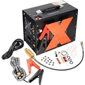 PCP Air Compressor, Auto-Shutdown Compressor, Dual Power Supply DC12V/AC 120V, 4500 PSI/30 MPa, Built-in Cooling Fan, High-Pressure Tank Compressor for PCP Air Rifles, Paintball, Diving Tanks